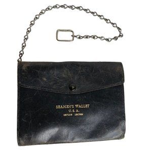 Vintage Seamens Wallet USA Genuine Leather with Chain Snap enclosure